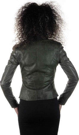 Zara---Giacca-Donna-Verde-in-vera-pelle