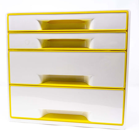 Zenick Cassettiera 4 Cassetti Leitz Wow Cube Giallo 28.7 X 27 X 36.3 Cm Esclusivo Sistema ''tay-shut''