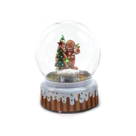 Palla di neve con sensore sonorio neve, luci e musica decorazione natalizia 14 x h 18 cm