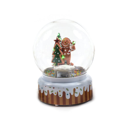 Palla di neve con sensore sonorio neve, luci e musica decorazione natalizia 14 x h 18 cm