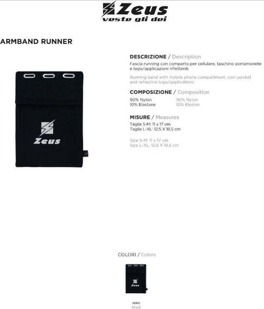 Zeus Fascia Porta Cellulare Da Runnig Elettronica/Audio e video portatile/Accessori/Accessori per lettori MP3/Bracciali Sportast - Cimego, Commerciovirtuoso.it