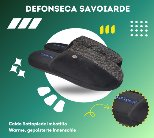 de fonseca Savoia Ciabatte Uomo Invernali da Casa, Pantofole Chiuse e Calde, Produzione Artigianale