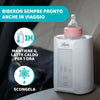 CHICCO Scaldabiberon Portatile da Viaggio e Scalda Pappa con 3 Programmi e Spegnimento Automatico, Scalda in Modo Graduale, Anche per Vasetti e Latte Materno, Mantiene il Calore, 220W, Bianco