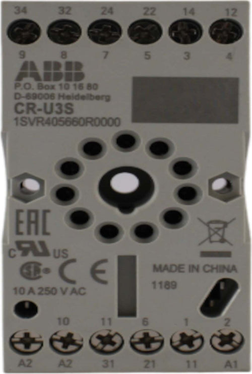 Zoccolo-relè-10A-250V-morsetto-a-vite-per-3-contatti-di-scambio-ABB