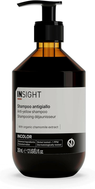 Insight incolor anti-yellow shampoo 350 ml, shampoo antigiallo per ravvivare i riflessi freddi nei capelli biondi o grigi.