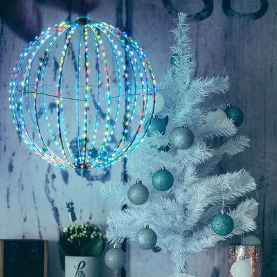 Sfera 3D luminosa con Micro Led a luce RGB multicolore da appendere per interno ed esterno Casa e cucina/Decorazioni per interni/Addobbi e decorazioni per ricorrenze/Decorazioni natalizie/Luci natalizie/Catene luminose per esterni MagiediNatale.it - Altamura, Commerciovirtuoso.it