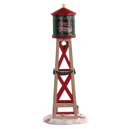 Torre rossa e verde con ghirlande decorazione per villaggio di Natale "Rustic Water Tower" Casa e cucina/Decorazioni per interni/Addobbi e decorazioni per ricorrenze/Decorazioni natalizie/Oggettistica MagiediNatale.it - Altamura, Commerciovirtuoso.it
