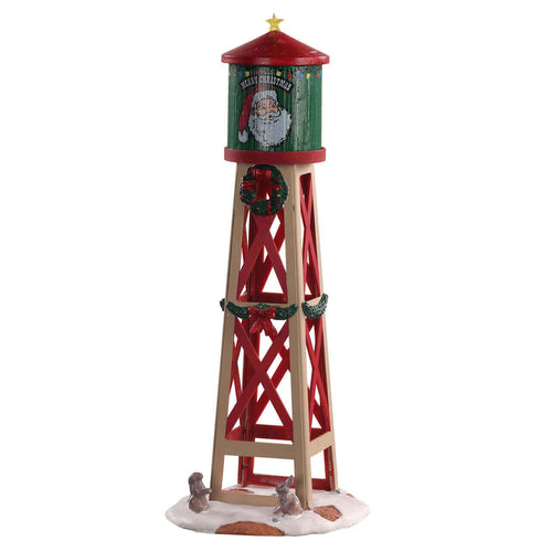 Torre rossa e verde con ghirlande decorazione per villaggio di Natale Rustic Water Tower Casa e cucina/Decorazioni per interni/Addobbi e decorazioni per ricorrenze/Decorazioni natalizie/Oggettistica MagiediNatale.it - Altamura, Commerciovirtuoso.it