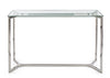 Consolle saphira in Vetro Con Piede in Metallo Argento, Mobile Moderno Da Interno Casa e cucina/Arredamento/Soggiorno/Tavoli e tavolini/Console e tavoli da divano Decor Space - Altamura, Commerciovirtuoso.it