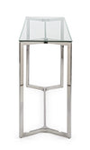Consolle saphira in Vetro Con Piede in Metallo Argento, Mobile Moderno Da Interno Casa e cucina/Arredamento/Soggiorno/Tavoli e tavolini/Console e tavoli da divano Decor Space - Altamura, Commerciovirtuoso.it