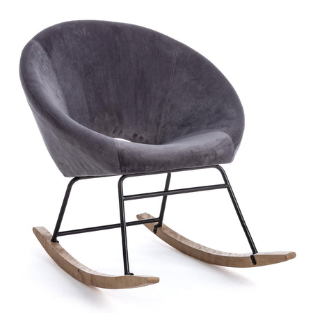 Sedia a dondolo imbottita  in velluto "Annika" piedi in legno da interno per salotto e studio Casa e cucina/Arredamento/Soggiorno/Poltrone e sedie/Poltrone Decor Space - Altamura, Commerciovirtuoso.it