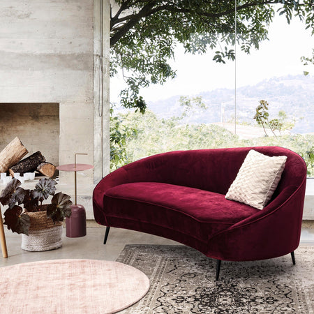 Divano in velluto vino 2 posti "Seraphin" conchiglia con piedi neri 183 cm Casa e cucina/Arredamento/Soggiorno/Divani Decor Space - Altamura, Commerciovirtuoso.it