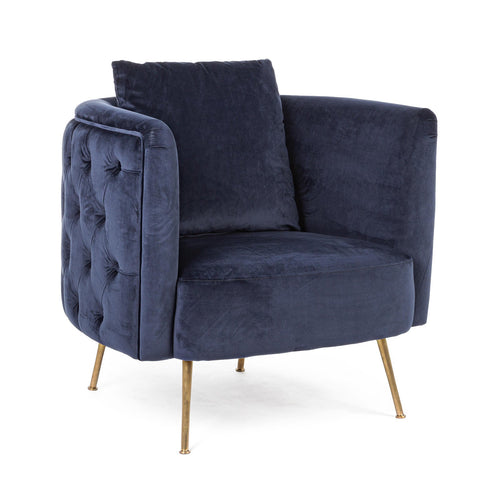 Poltrona Tenbury in velluto Blu tipo Chester h 80 cm arredamento per salotto moderno Casa e cucina/Arredamento/Soggiorno/Poltrone e sedie/Poltrone Decor Space - Altamura, Commerciovirtuoso.it