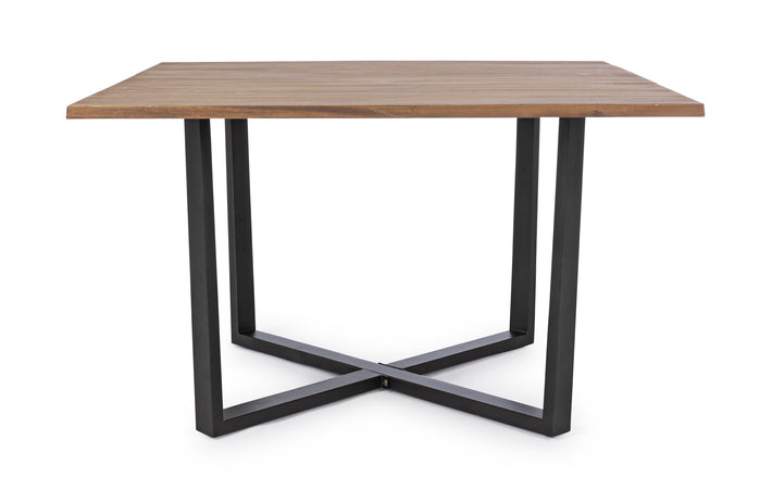 Tavolo quadrato moderno "Helsinki" in acciaio verniciato nero e doghe in legno 130 cm Giardino e giardinaggio/Arredamento da giardino e accessori/Tavoli e tavolini/Tavoli standard Decor Space - Altamura, Commerciovirtuoso.it