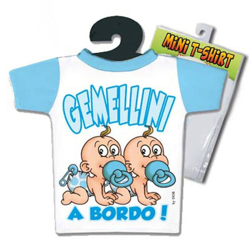 Mini T-Shirt Azzurra Fratelli Bimbi Gemelli Gemellini a Bordo t-shirt mini per machina gemelli a bordo Prima infanzia/Seggiolini auto e accessori/Accessori/Adesivi baby per macchina Kondorama - Martinsicuro, Commerciovirtuoso.it