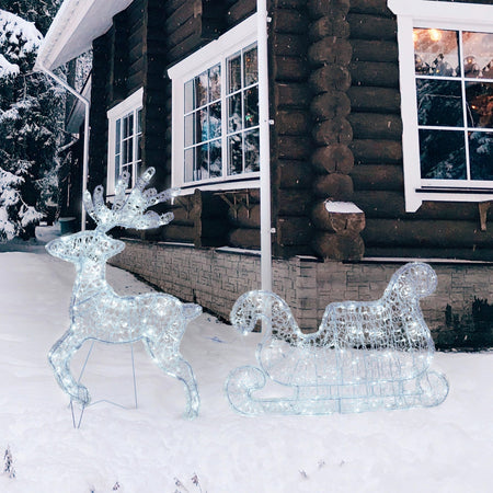 Decorazione natalizia "Renna galoppante con slitta" 3D con led bianco per uso interno ed esterno Casa e cucina/Decorazioni per interni/Addobbi e decorazioni per ricorrenze/Decorazioni natalizie/Oggettistica MagiediNatale.it - Altamura, Commerciovirtuoso.it
