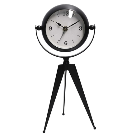 Orologio da tavolo metallo nero quadrante bianco cm14x11h30
