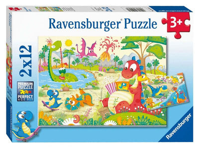Puzzle 2x12 pz Dinosauri giocosi Ravensburger