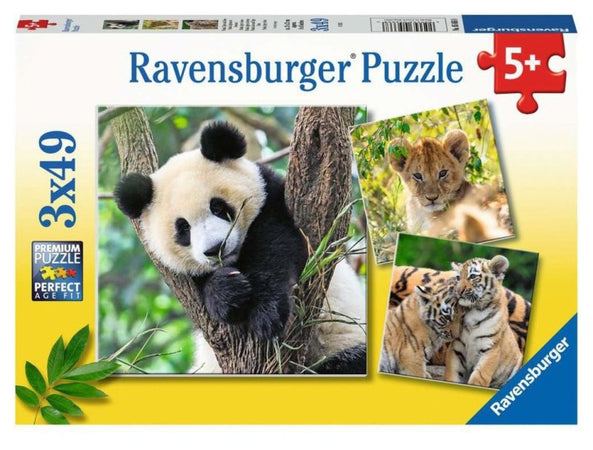 Puzzle 3x49 pz Panda, tigre e leone Ravensburger