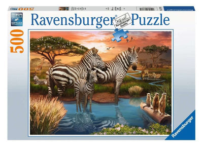 Puzzle 500 pz Zebre alla pozza d'acqua Ravensburger