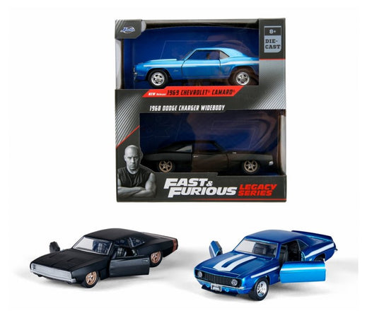 Fast & Furious Twin Pack 1:32 1969 Chevrolet Camaro & 1968 Dodge Charger Wide Body (F9) Simba