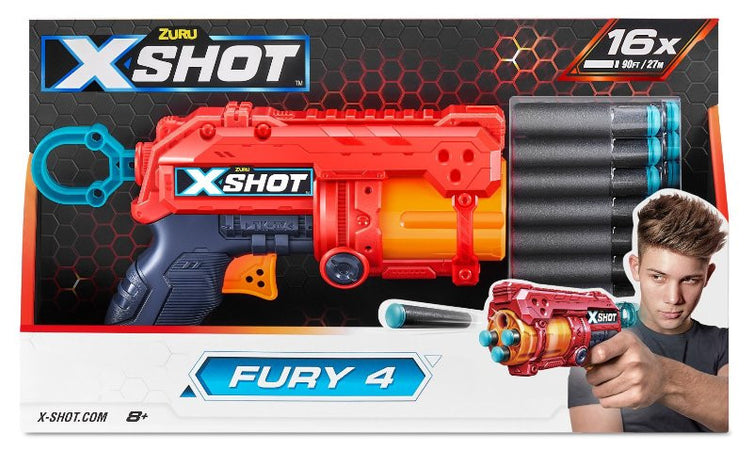 X-SHOT Fury 4 (16Darts)Open Box,Bulk Zuru