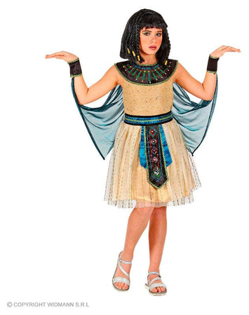 REGINA EGIZIANA (vestito con braccialetti e mantello) (116 cm / 4-5 Years) Widmann