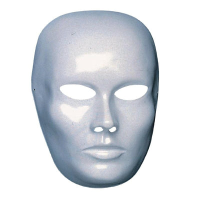 IT Maschera viso medio bianco da pitturare in plastica con cartellino/etichetta