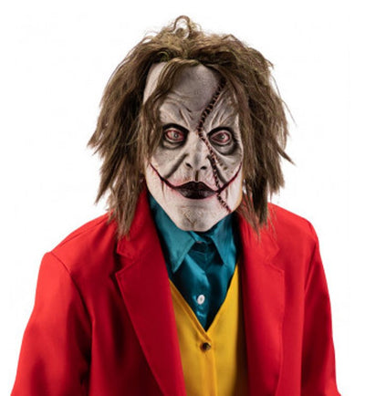 Maschera clown pazzo in lattice con capelli c/cavallotto Carnival-Toys