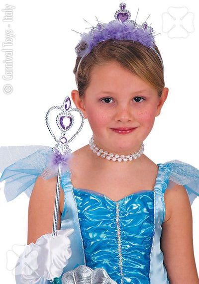 Set principessa argento con marabout viola (corona e scettro) in busta c/cav. Carnival-Toys