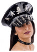 Cappello punk rock in vinile con teschi e punte in metallo con cartellino/etichetta