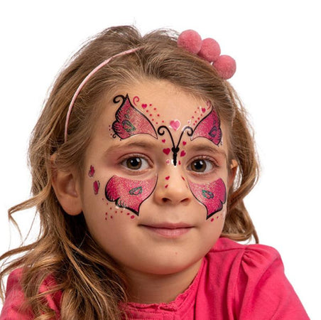 Cartella tatuaggi viso farfalla in busta su cartoncino Carnival-Toys