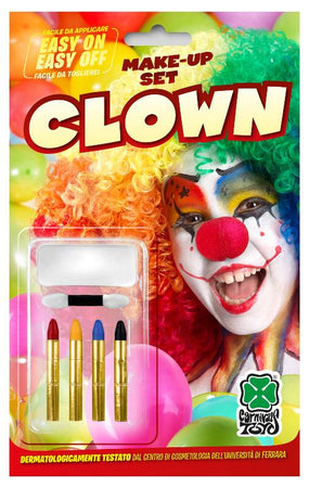 Fondotinta bianco clown + 4 matite in blister Carnival-Toys