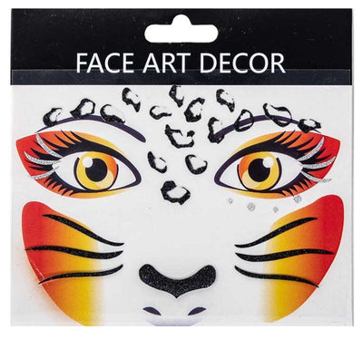Cartella decorazioni adesive viso leopardo in busta su cartoncino