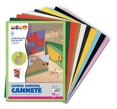 CANNETE' - CARTONE ONDULATO - BUSTA 10 FOGLI CM. 50x70 - COL. ASS. Cwr Srl