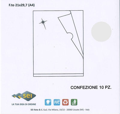 Confezione 10 cartelline a L CAPRI TRASPARENTI LISCE formato A4 (21 x 29,7 cm)