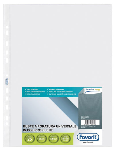 BUSTA FORATURA-UNIVERSALE FAVORIT CF25 B4 POLIPROPILENE LISCIO SUPERIOR TRASPARENTE