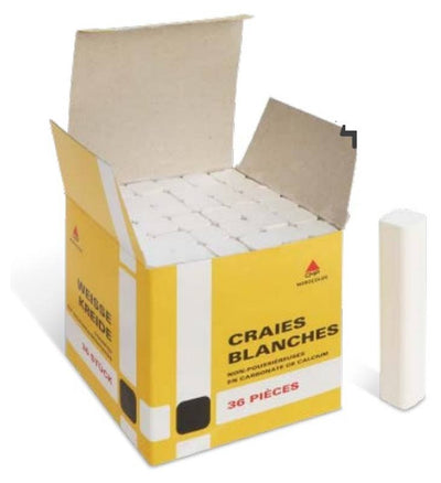 Gessetti bianchi a sezione quadra, in calcio carbonato, non polverosi, in scatola cartone, 36 pezzi Morocolor