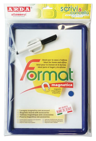 Lavagna magnetica termoformata con cornice in plastica - con pennarello, cancellino magnetico e un magnete Arda