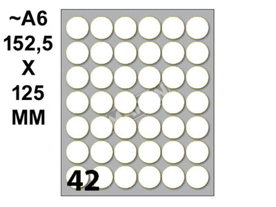 Conf. 10 buste da 10 fogli A6 152,5x125 mm ETICHETTE MARKIN permanenti diam. 18mm
