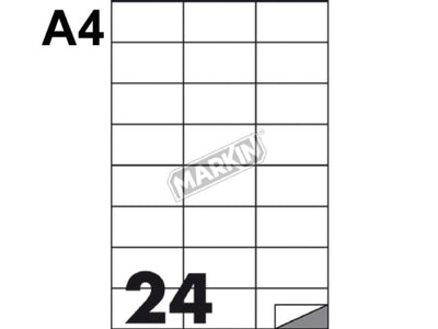 Etichette adesive Markin 70x37 mm, 24 etichette / foglio, 100 fogli - X210C510 Kohinoor