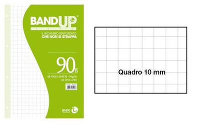 Ricambi Maxi BAND-UP rinforzati 40 fogli Rig 10 Quadretti grandi per elementari Bm