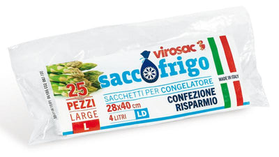 SACCO FRIGO - 28x40 cm - 4 lt - 25 pz - neutro - LDPE - RISPARMIO MEDIO Virosac