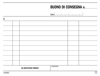 Buoni di consegna, blocco di 33/33/33 copie autoricalcanti (Misura 11,5x16,5 cm) Data Ufficio (Buffetti)