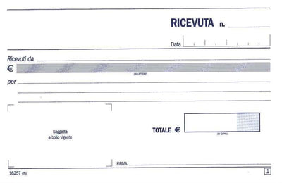 Ricevute generiche, blocco di 50/50 copie autoricalcanti (Misura 10x16,8 cm) Data Ufficio (Buffetti)