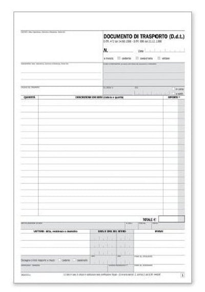 Documento di trasporto, snap out a 3 copie autoricalcanti (Misura 31x21 cm) Data Ufficio (Buffetti)