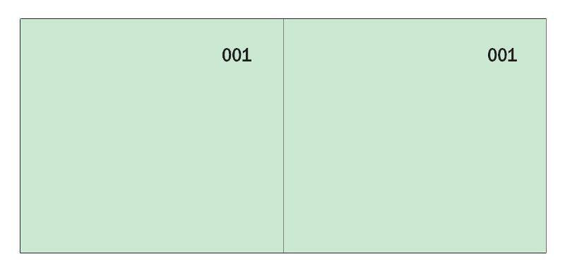 Scontrino a 2 sezioni verde, blocco di 100 copie numerate (Misura 5,8X13 cm) Data Ufficio (Buffetti)