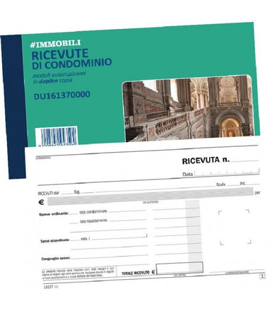 Ricevute di condominio, blocco di 50/50 copie autoricalcanti (Misura 10x16,8 cm) Data Ufficio (Buffetti)