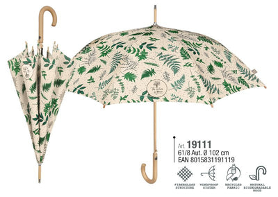 Ombrello donna 61/8 automatico fantasia foglie Perletti Green