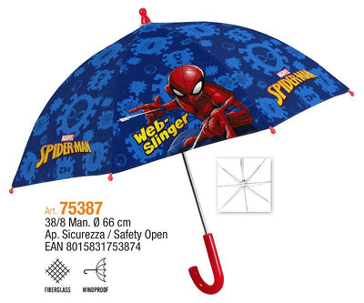 Ombrello manuale 38 cm apertura sicurezza, Spiderman